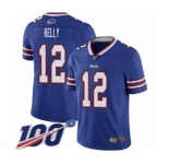 Youth Buffalo Bills #12 Jim Kelly Royal Blue Team Color Vapor Untouchable Limited Player 100th Season Football Jersey
