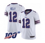 Youth Buffalo Bills #12 Jim Kelly White Vapor Untouchable Limited Player 100th Season Football Jersey