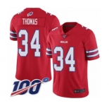 Youth Buffalo Bills #34 Thurman Thomas Limited Red Rush Vapor Untouchable 100th Season Football Jersey