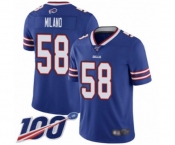 Youth Buffalo Bills #58 Matt Milano Royal Blue Team Color Vapor Untouchable Limited Player 100th Season Football Jersey