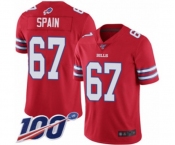 Youth Buffalo Bills #67 Quinton Spain Limited Red Rush Vapor Untouchable 100th Season Football Jersey