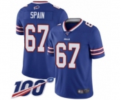 Youth Buffalo Bills #67 Quinton Spain Royal Blue Team Color Vapor Untouchable Limited Player 100th Season Football Jersey