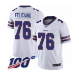 Youth Buffalo Bills #76 Jon Feliciano White Vapor Untouchable Limited Player 100th Season Football Jersey