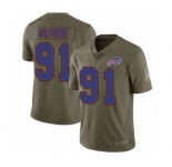 Youth Buffalo Bills #91 Ed Oliver Limited Olive 2017 Salute to Service Football Jersey