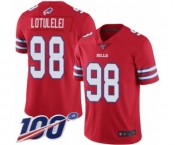 Youth Buffalo Bills #98 Star Lotulelei Limited Red Rush Vapor Untouchable 100th Season Football Jersey