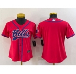 Youth Buffalo Bills Blank Red With Patch Cool Base Stitched Baseball Jersey