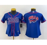 Youth Buffalo Bills Royal Team Big Logo With Patch Cool Base Stitched Baseball Jersey