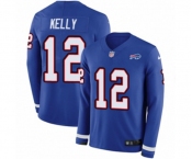 Youth Nike Buffalo Bills #12 Jim Kelly Limited Royal Blue Therma Long Sleeve NFL Jersey