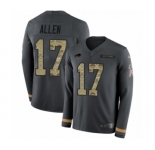 Youth Nike Buffalo Bills #17 Josh Allen Limited Black Salute to Service Therma Long Sleeve NFL Jersey