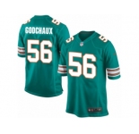 Men Nike Miami Dolphins #56 Davon Godchaux Game Aqua Green Alternate NFL Jersey