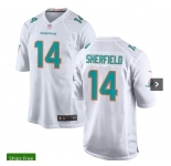 Men's Miami Dolphins #14 Sherfield Game  White Team Color Football Jersey