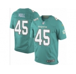 Men Nike Miami Dolphins #45 Mike Hull Elite Aqua Green Team Color NFL Jersey