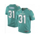Men's Nike Miami Dolphins #31 Michael Thomas Elite Aqua Green Team Color NFL Jersey