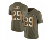 Men Nike Miami Dolphins #29 Nate Allen Limited Olive Gold 2017 Salute to Service NFL Jersey