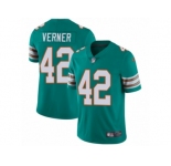 Men Nike Miami Dolphins #42 Alterraun Verner Aqua Green Alternate Vapor Untouchable Limited Player NFL Jersey