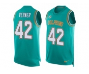 Men Nike Miami Dolphins #42 Alterraun Verner Limited Aqua Green Player Name & Number Tank Top NFL Jersey