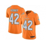 Men Nike Miami Dolphins #42 Alterraun Verner Limited Orange Rush Vapor Untouchable NFL Jersey