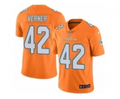 Men Nike Miami Dolphins #42 Alterraun Verner Limited Orange Rush Vapor Untouchable NFL Jersey