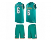 Men Nike Miami Dolphins #6 Jay Cutler Limited Aqua Green Tank Top Suit NFL Jersey