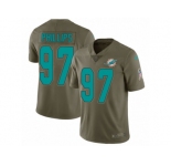 Men Nike Miami Dolphins #97 Jordan Phillips Limited Olive 2017 Salute to Service NFL Jersey