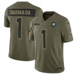 Men's Miami Dolphins #1 Tua Tagovailo Olive 2025 F.U.S.E. Salute to Service Limited Football Stitched Jersey