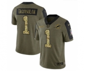 Men's Miami Dolphins #1 Tua Tagovailoa 2021 Olive Camo Salute To Service Limited Stitched Football Jersey