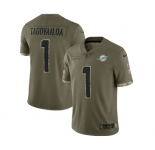 Men's Miami Dolphins #1 Tua Tagovailoa 2022 Olive Salute To Service Limited Stitched Jersey
