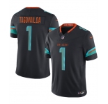Men's Miami Dolphins #1 Tua Tagovailoa Black 2025 F.U.S.E. “Rivalries” Vapor Limited Stitched Football Jersey