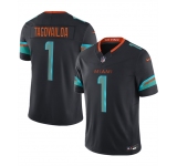 Men's Miami Dolphins #1 Tua Tagovailoa Black 2025 F.U.S.E. “Rivalries” Vapor Limited Stitched Football Jersey