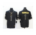 Men's Miami Dolphins #1 Tua Tagovailoa Limited Black Golden Edition Football Jersey