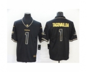 Men's Miami Dolphins #1 Tua Tagovailoa Limited Black Golden Edition Football Jersey