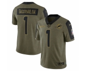 Men's Miami Dolphins #1 Tua Tagovailoa Nike Olive 2021 Salute To Service Limited Player Jersey