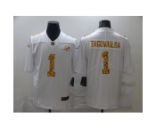 Men's Miami Dolphins #1 Tua Tagovailoa White Nike Leopard Print Limited Jersey