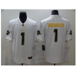 Men's Miami Dolphins #1 Tua Tagovailoa White Olive Gold Nike Limited Jersey