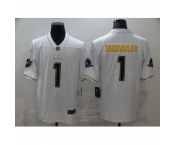 Men's Miami Dolphins #1 Tua Tagovailoa White Olive Gold Nike Limited Jersey