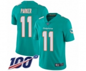 Men's Miami Dolphins #11 DeVante Parker Aqua Green Team Color Vapor Untouchable Limited Player 100th Season Football Jersey