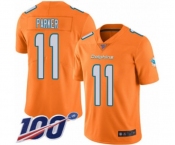 Men's Miami Dolphins #11 DeVante Parker Limited Orange Rush Vapor Untouchable 100th Season Football Jersey