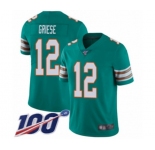 Men's Miami Dolphins #12 Bob Griese Aqua Green Alternate Vapor Untouchable Limited Player 100th Season Football Jersey