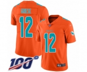Men's Miami Dolphins #12 Bob Griese Limited Orange Inverted Legend 100th Season Football Jersey