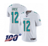 Men's Miami Dolphins #12 Bob Griese White Vapor Untouchable Limited Player 100th Season Football Jersey