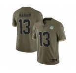 Men's Miami Dolphins #13 Dan Marino 2022 Olive Salute To Service Limited Stitched Jersey