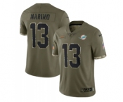 Men's Miami Dolphins #13 Dan Marino 2022 Olive Salute To Service Limited Stitched Jersey