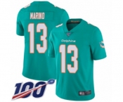 Men's Miami Dolphins #13 Dan Marino Aqua Green Team Color Vapor Untouchable Limited Player 100th Season Football Jersey