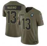 Men's Miami Dolphins #13 Dan Marino Olive 2025 Salute to Service Limited Football Stitched Jersey