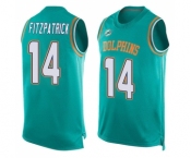 Men's Miami Dolphins #14 Ryan Fitzpatrick Limited Aqua Green Player Name & Number Tank Top Football Jersey