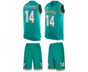 Men's Miami Dolphins #14 Ryan Fitzpatrick Limited Aqua Green Tank Top Suit Football Jersey