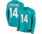 Men's Miami Dolphins #14 Ryan Fitzpatrick Limited Aqua Therma Long Sleeve Football Jersey