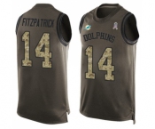 Men's Miami Dolphins #14 Ryan Fitzpatrick Limited Green Salute to Service Tank Top Football Jersey