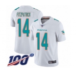 Men's Miami Dolphins #14 Ryan Fitzpatrick White Vapor Untouchable Limited Player 100th Season Football Jersey
