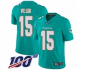 Men's Miami Dolphins #15 Albert Wilson Aqua Green Team Color Vapor Untouchable Limited Player 100th Season Football Jersey